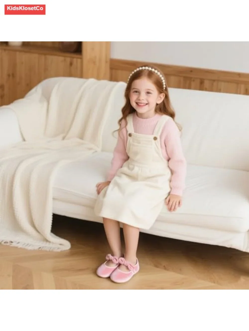 Girls Mary Jane Flats - Velvet Bow Ballet Shoes Hook & Loop